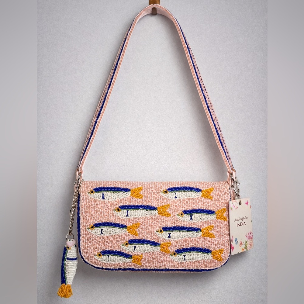 Pink Sardine Beaded Bag